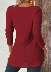 Lace Red Long Sleeve Square Neck T Shirt