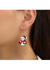 Christmas Red Snowman Print Acrylic Earrings