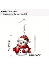 Christmas Red Snowman Print Acrylic Earrings