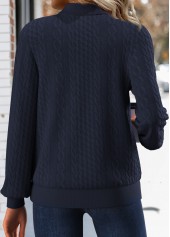 Jacquard Navy Long Sleeve Stand Collar Track Jacket