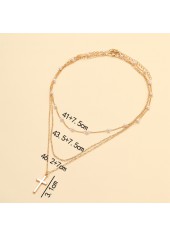 Alloy Detail Multi-layer Pearl Gold Necklace