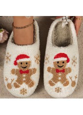 Beige Christmas Closed Toe Falt Slippers
