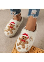 Beige Christmas Closed Toe Falt Slippers