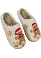 Beige Christmas Closed Toe Falt Slippers