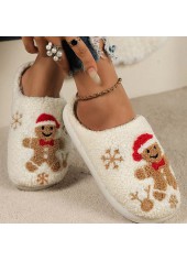 Beige Christmas Closed Toe Falt Slippers
