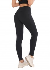 Black Elastic Waist High Waisted Ankle Length Leggings