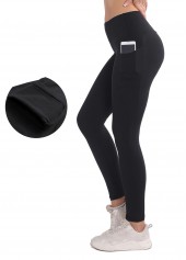Black Elastic Waist High Waisted Ankle Length Leggings