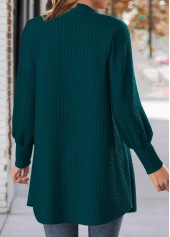 Lace Peacock Blue Button Long Sleeve Coat