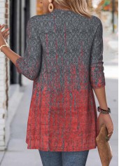 Long Sleeve Ombre Dark Grey Open Front Coat