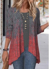 Long Sleeve Ombre Dark Grey Open Front Coat