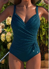 Peacock Blue Ruched One Piece Swimwear
