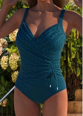 Peacock Blue Ruched One Piece Swimwear
