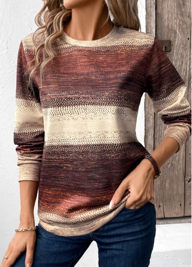 Tribal Print Patchwork Multi Color Long Sleeve Sweatshirt
