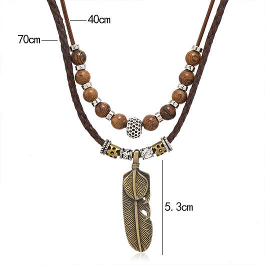 Feather Beaded Dark Coffee Alloy Necklace