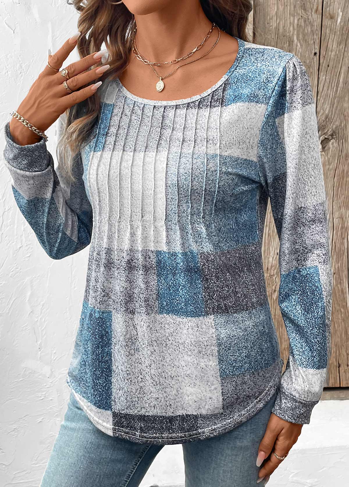 Geometric Print Tummy Coverage Multi Color T Shirt