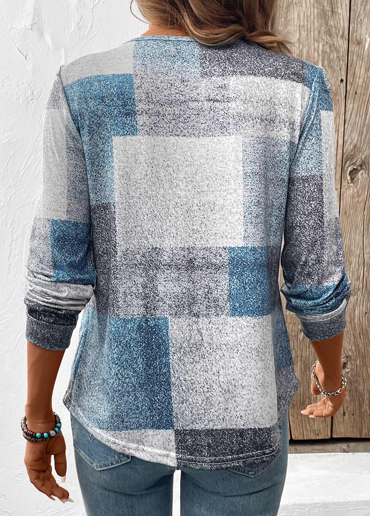 Geometric Print Tummy Coverage Multi Color T Shirt