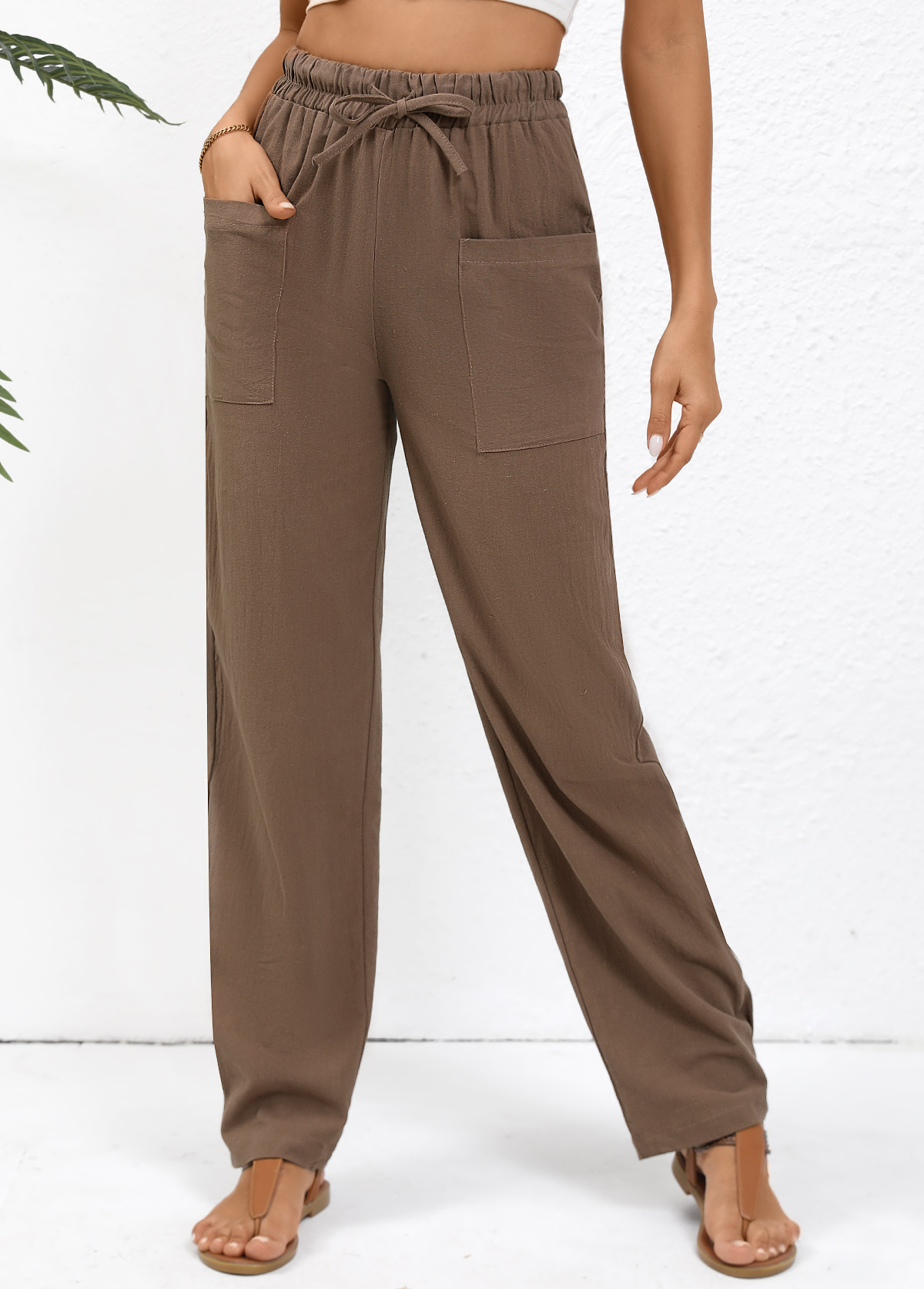 Coffee Textured Straight Fit Fashion Pant