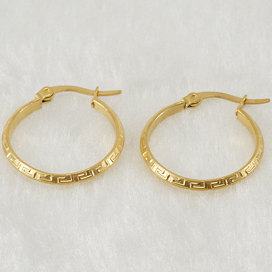 Golden Geometric Metal Round Design Earrings