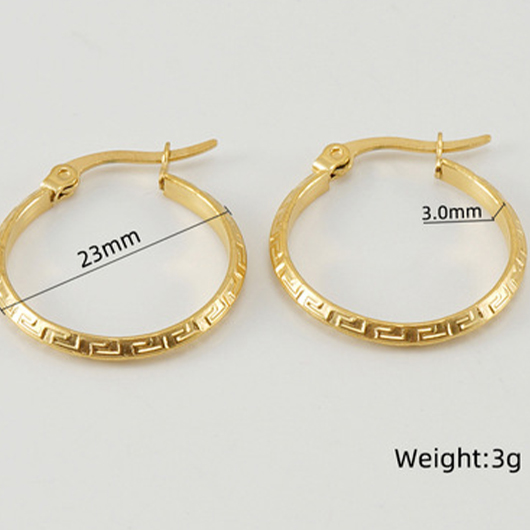 Golden Geometric Metal Round Design Earrings