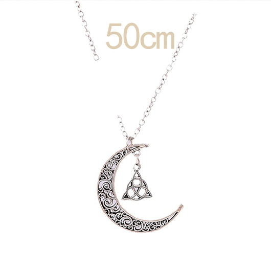 Moon Alloy Hollow Detail Silver Necklace