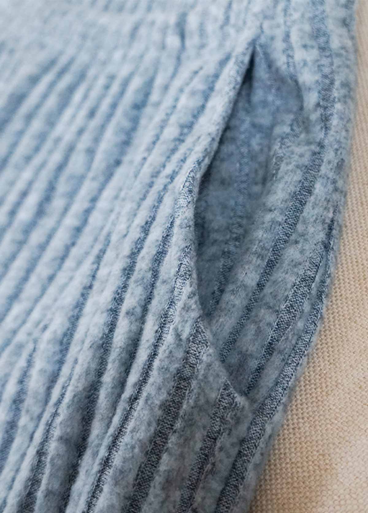 V Neck Dusty Blue Lounge Top and Pants | Rosewe.com - USD $42.98
