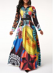 Pop Art Print Tummy Coverage Multi Color Maxi Dress
