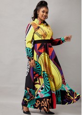 Pop Art Print Tummy Coverage Multi Color Maxi Dress