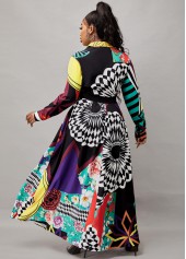 Pop Art Print Tummy Coverage Multi Color Maxi Dress