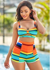 Colorful Striped Spaghetti Strap Bikini Set