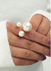 Alloy Detail Pearl Design Gold Ring