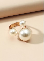 Alloy Detail Pearl Design Gold Ring