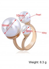 Alloy Detail Pearl Design Gold Ring