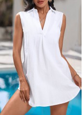 Sleeveless Split Detail White Cover Up