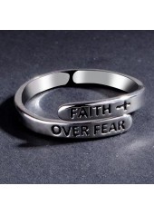 Silvery White Alloy Cross Letter Ring