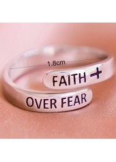 Silvery White Alloy Cross Letter Ring