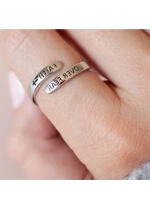 Silvery White Alloy Cross Letter Ring