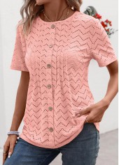 Tuck Stitch Light Pink Short Sleeve T Shirt