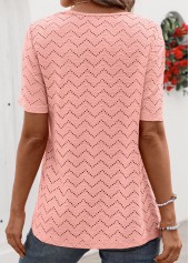 Tuck Stitch Light Pink Short Sleeve T Shirt