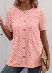 Tuck Stitch Light Pink Short Sleeve T Shirt