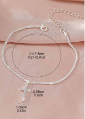 Silvery White Rhinestone Cross Alloy Anklet