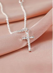 Silvery White Rhinestone Cross Alloy Anklet