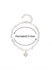 Geometric Silvery White Heart Alloy Anklet