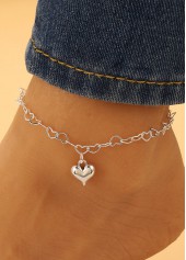 Geometric Silvery White Heart Alloy Anklet