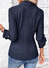 Surplice Navy Long Sleeve V Neck Shirt