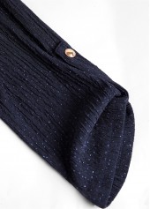 Surplice Navy Long Sleeve V Neck Shirt