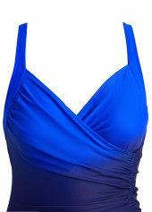 Ombre Drawstring Royal Blue One Piece Swimwear