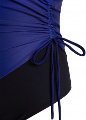 Ombre Drawstring Royal Blue One Piece Swimwear