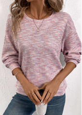 Round Neck Multi Color Long Sleeve Sweatshirt