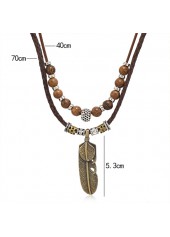 Feather Beaded Dark Coffee Alloy Necklace