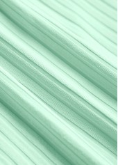 Patchwork Light Green Long Sleeve Split Neck T Shirt